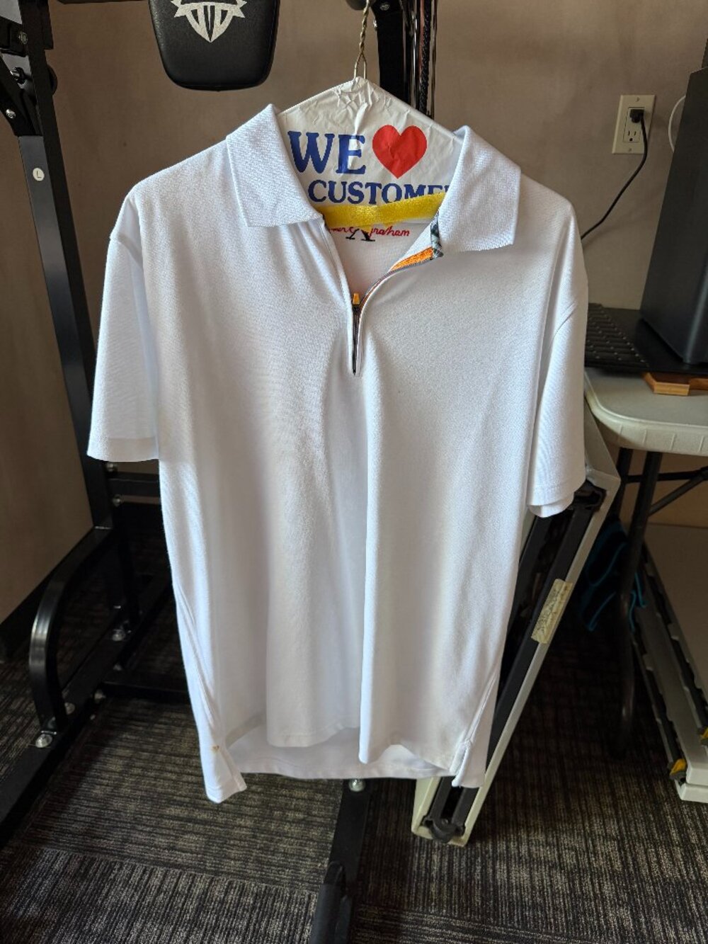 Robert Graham White Quarter-Zip Performance Polo Shirt